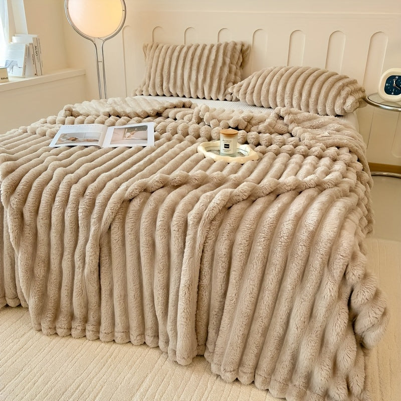 Plaid fausse fourrure peluche – Beige