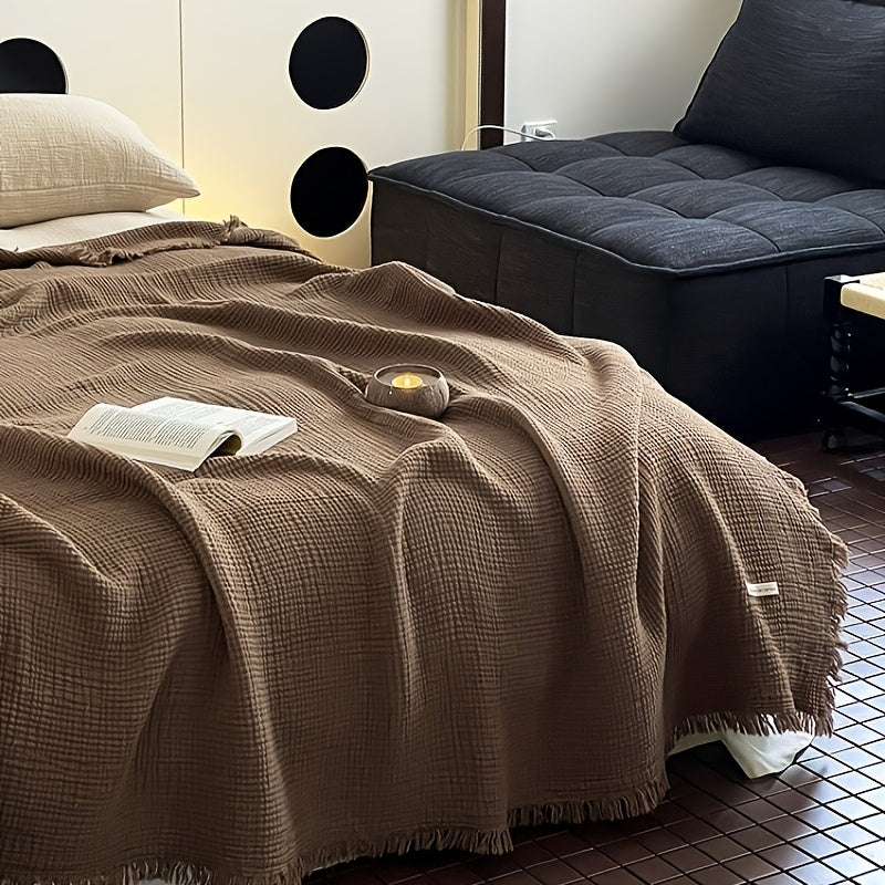 Plaid en gaze de coton uni