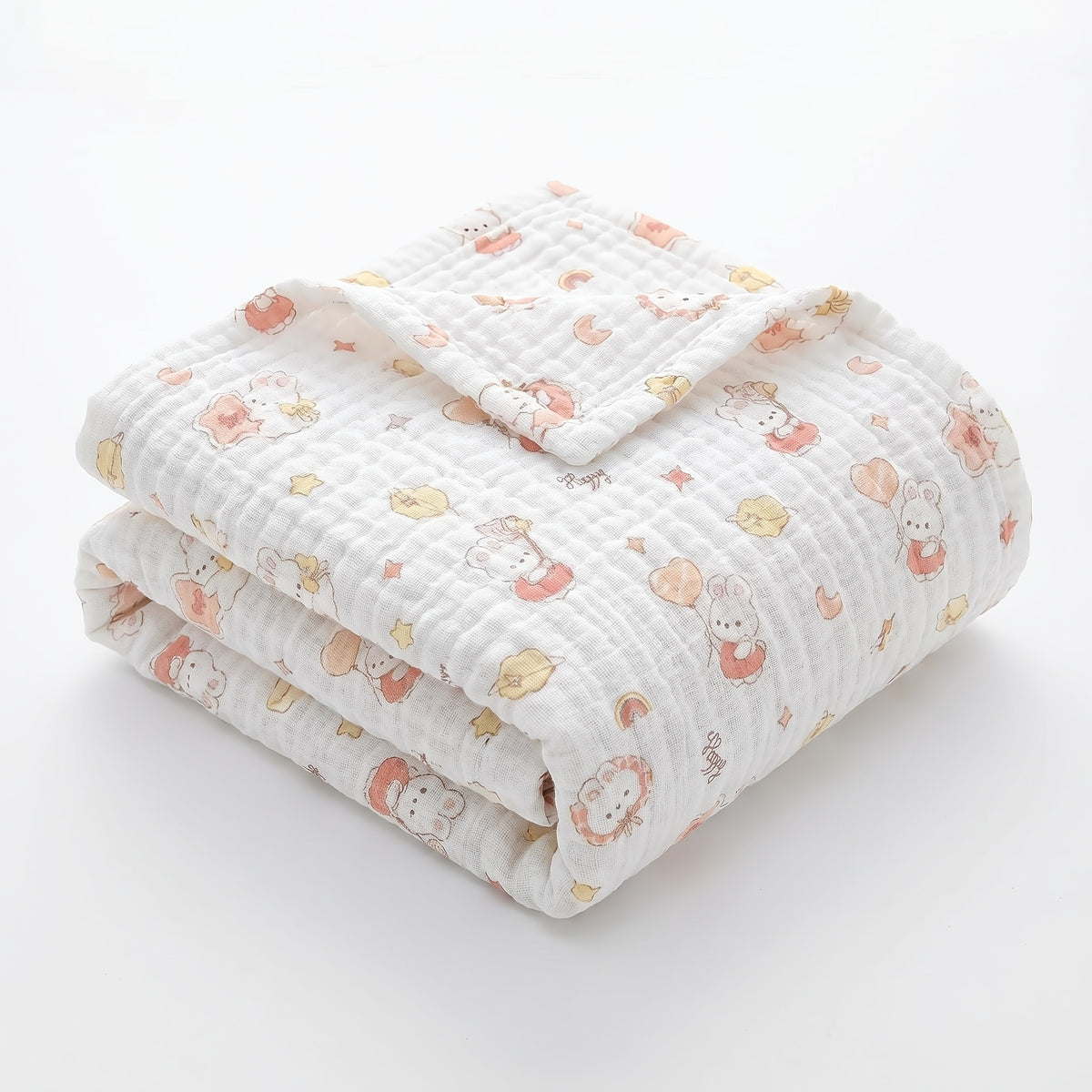 Couverture bébé en mousseline épaisse – Ballon lapin rose