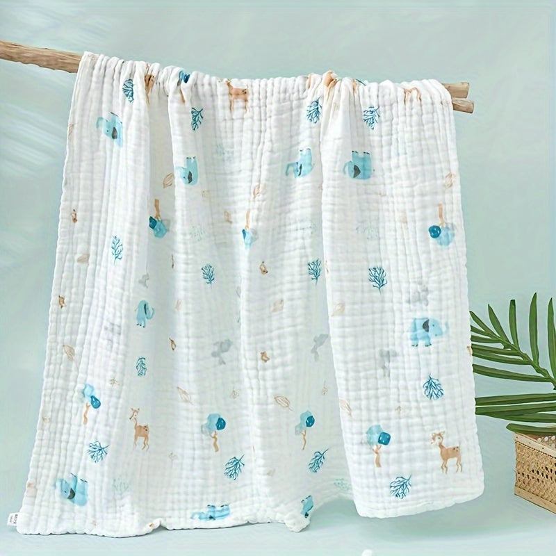 Lange en gaze de coton motifs enfantins – Éléphant bleu