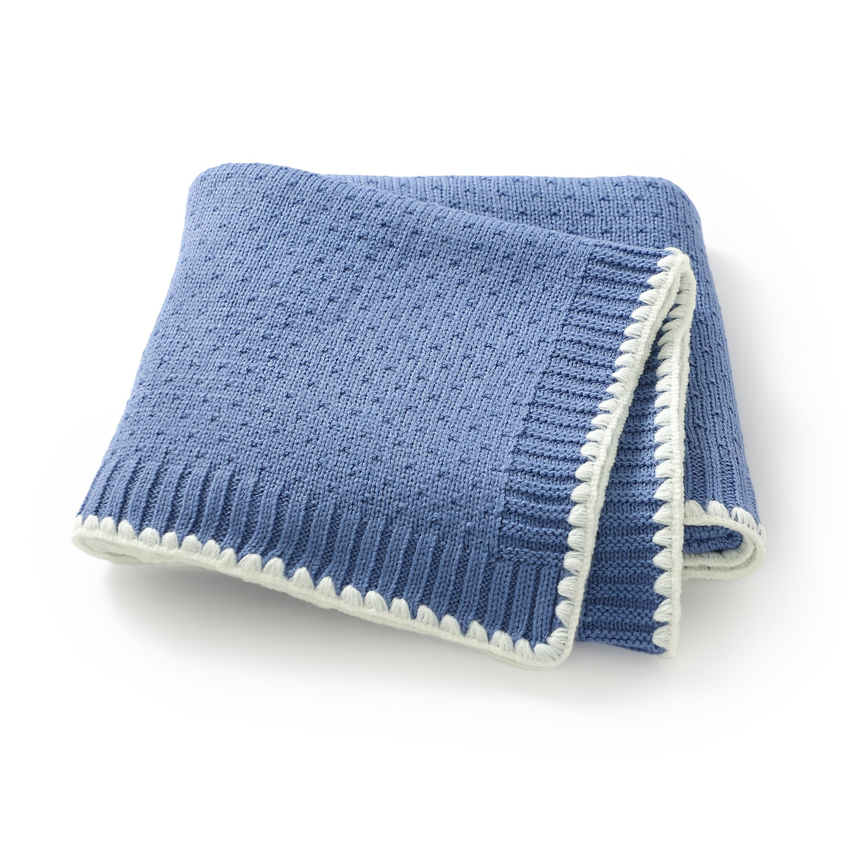 Couverture bébé tricot – coloris bleu