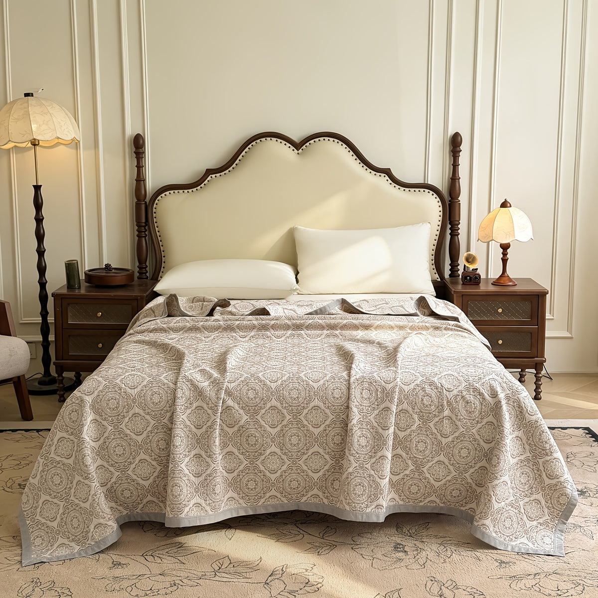 Plaid réversible bohème coton et lin – coloris café