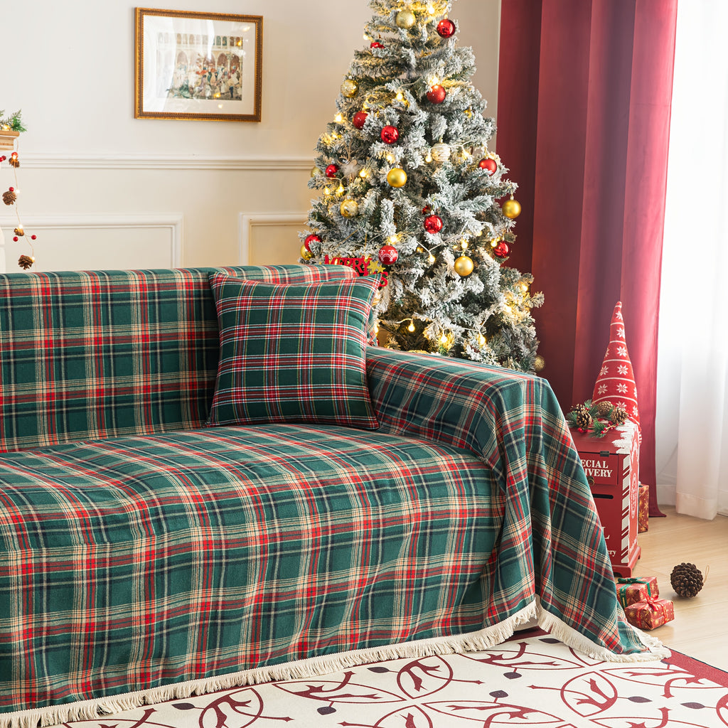 Plaid tartan de Noël multicolore – vieux rouge et vert