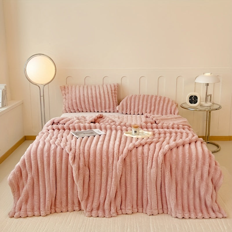 Plaid fausse fourrure peluche – Rose