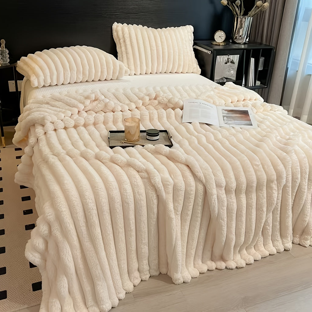 Plaid fausse fourrure peluche – Blanc