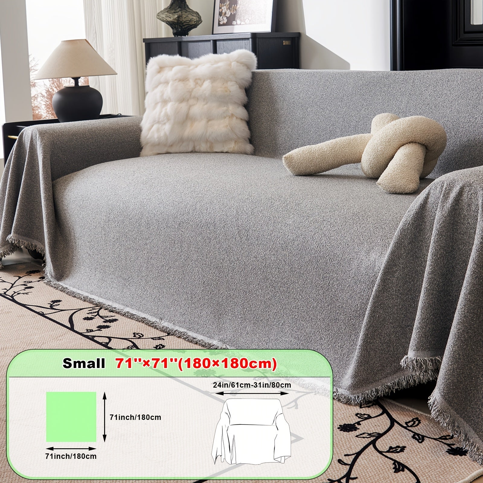 Plaid en teddy moelleux multicolore – Gris Image