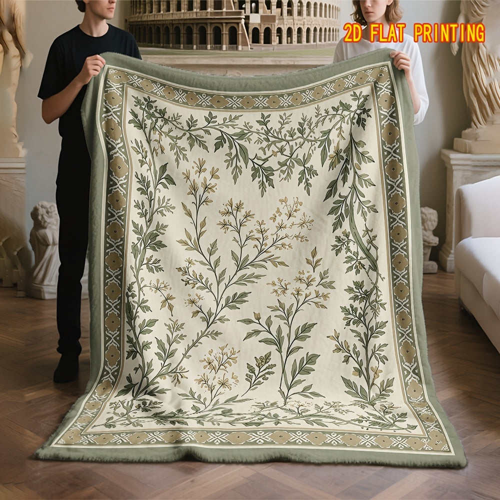 Plaid flanelle bohème motif sauge déployé