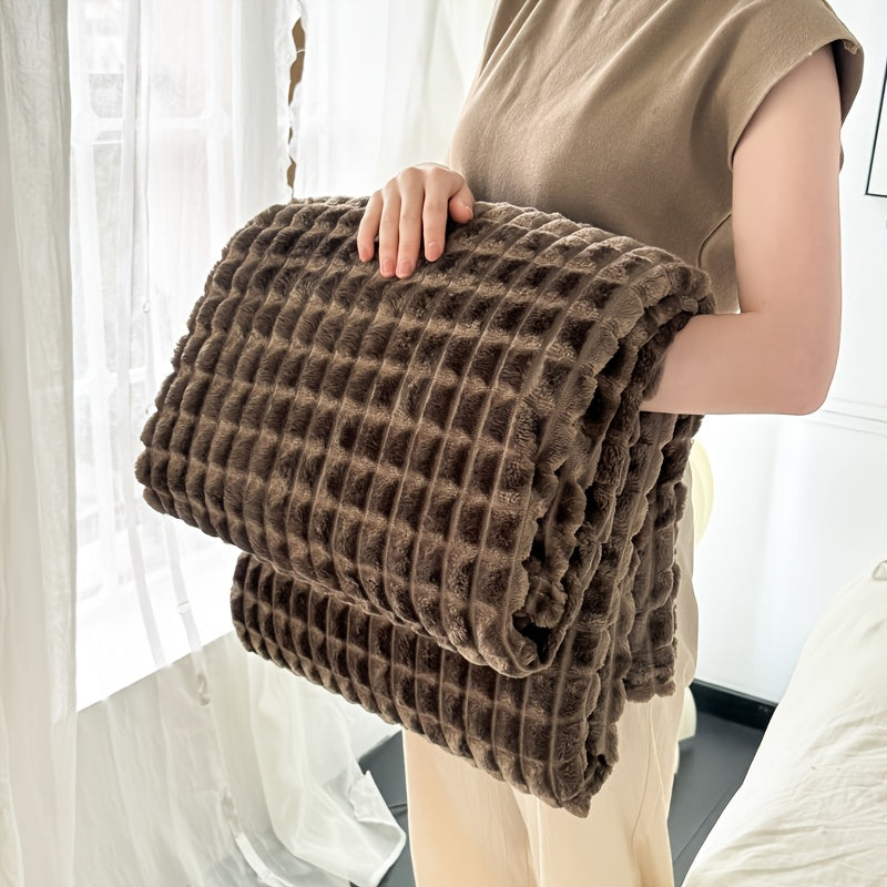 Plaid en flanelle matelassée – Marron clair