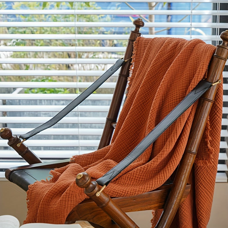 Plaid en coton froissé à franges – Orange