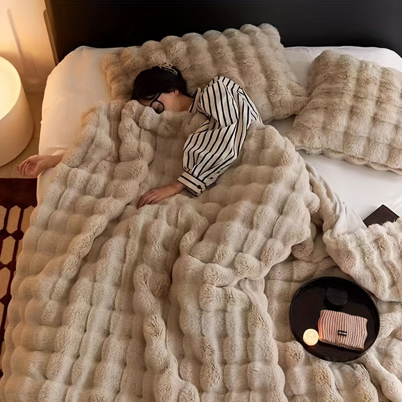Plaid en fausse fourrure vintage