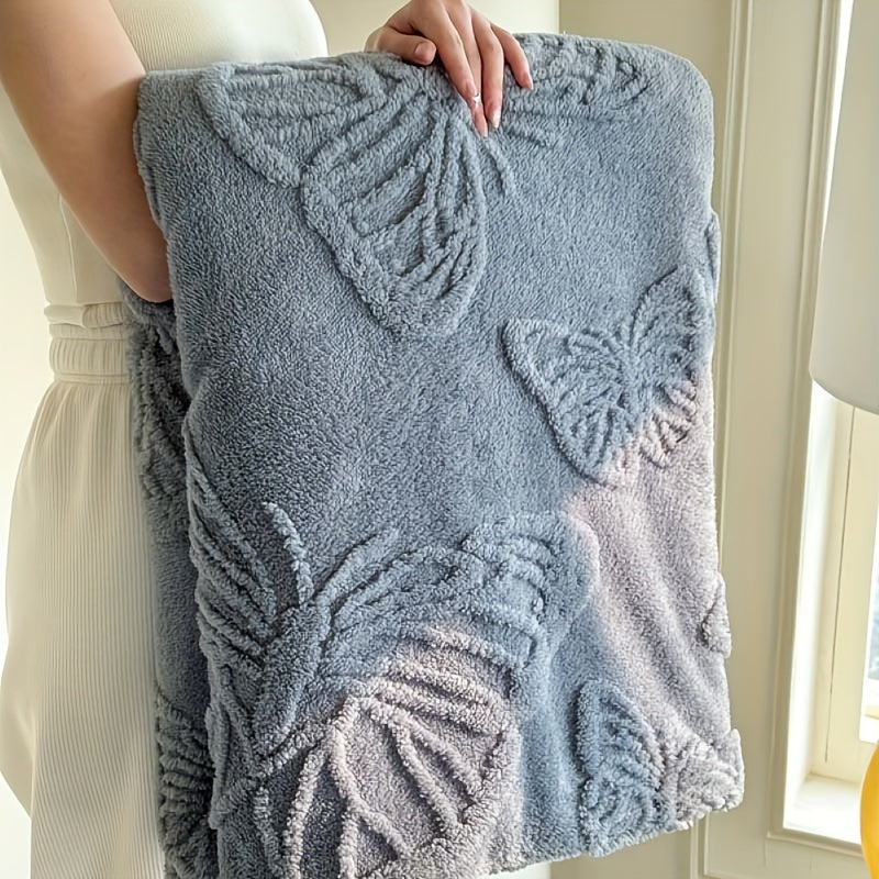 Plaid jacquard papillons bleu