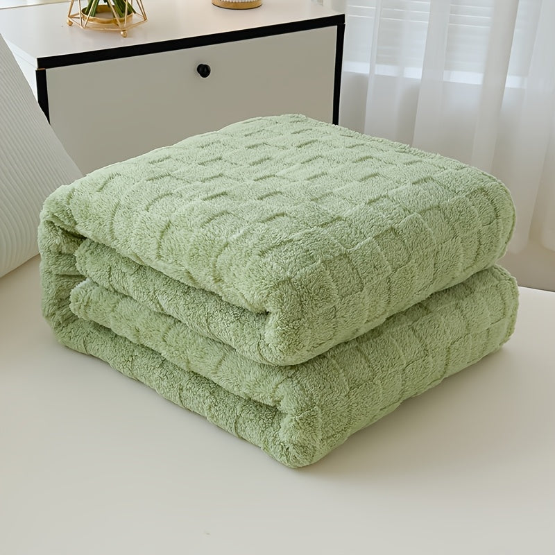 Plaid en peluche à motif damier – Vert
