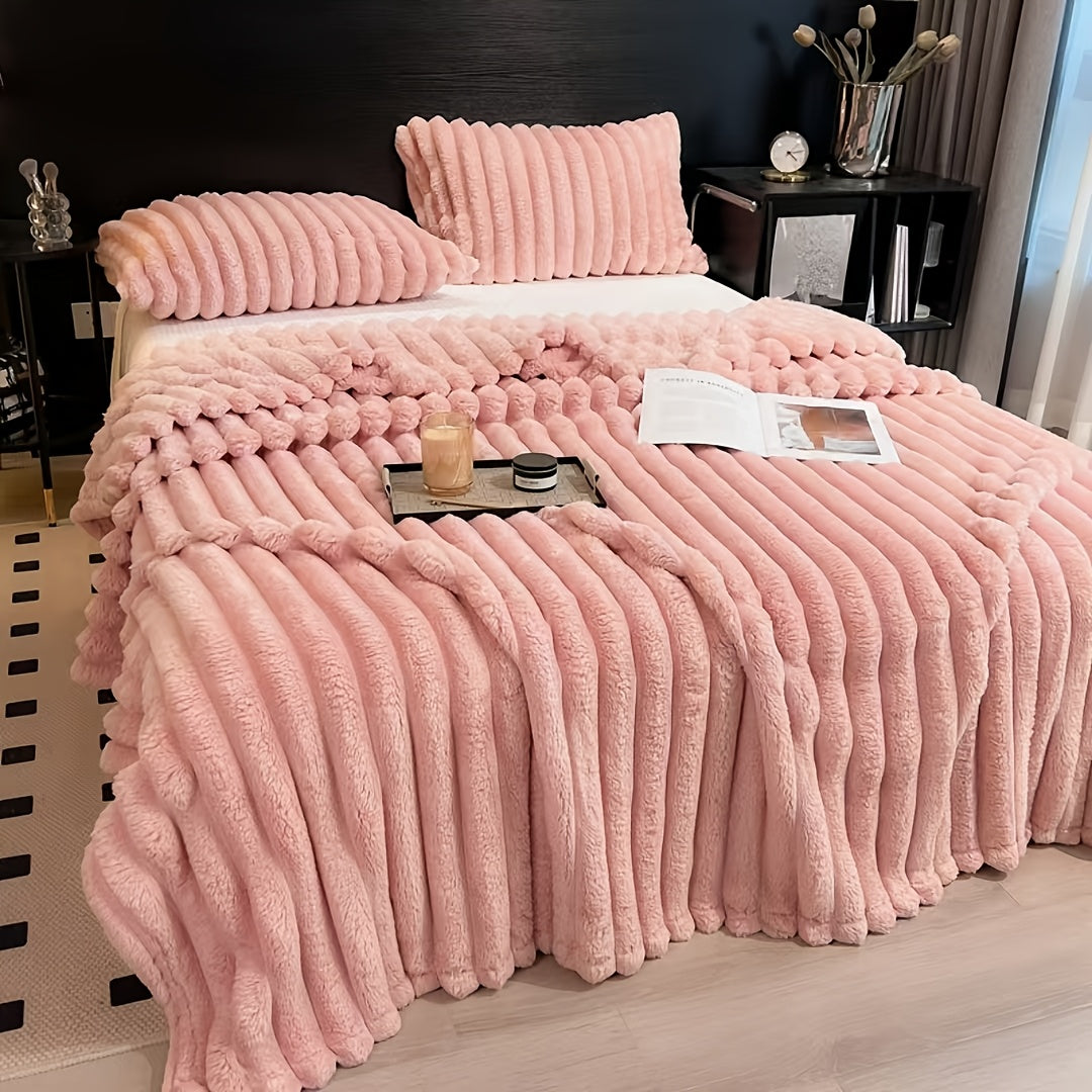 Plaid fausse fourrure peluche – Rose