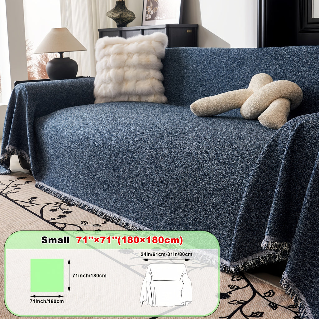Plaid en teddy moelleux multicolore – Bleu