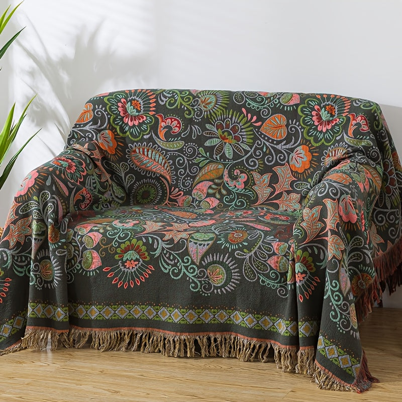 Plaid jacquard paisley bohème – coloris vert foncé Image