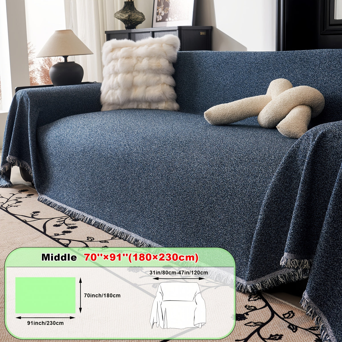 Plaid en teddy moelleux multicolore – Bleu