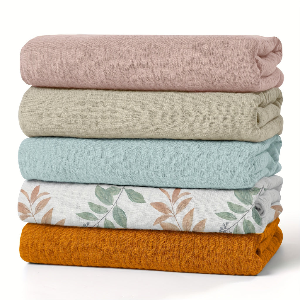 Lot de 5 langes en mousseline pour bébé – tons doux
