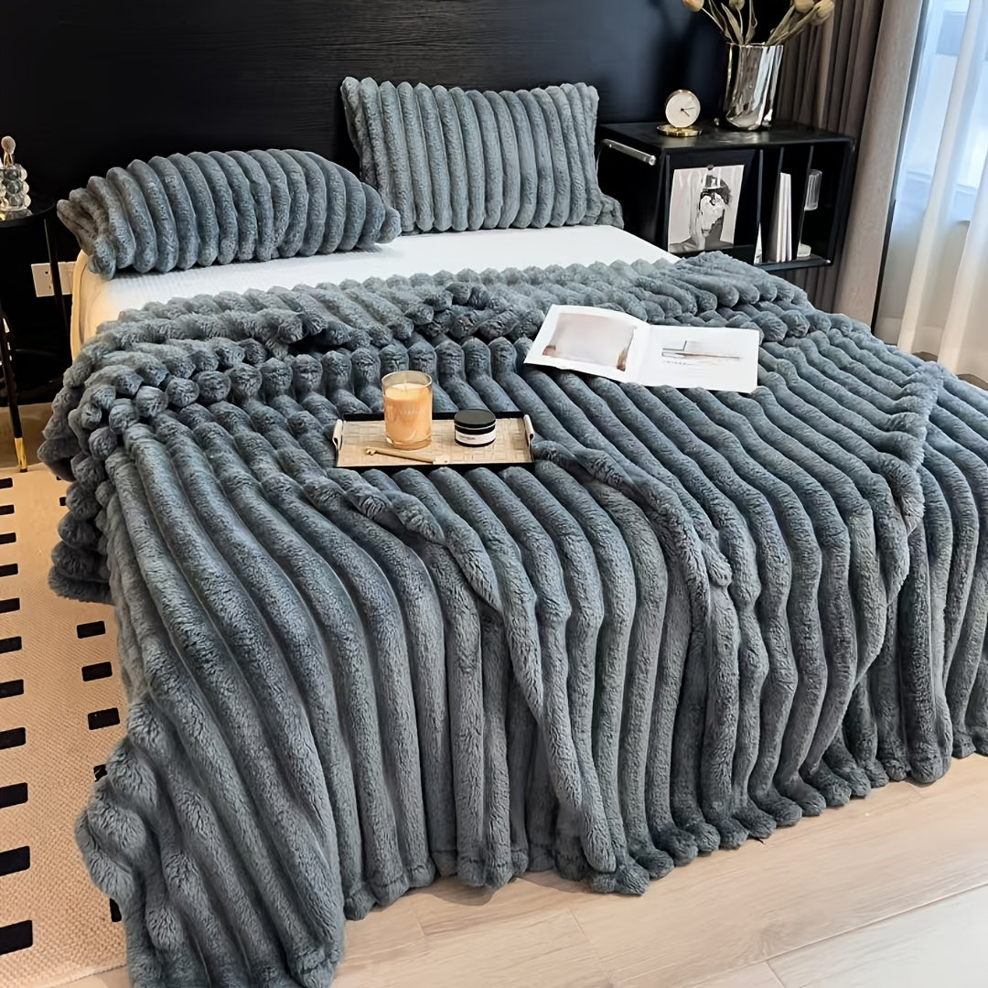 Plaid fausse fourrure peluche – Gris anthracite