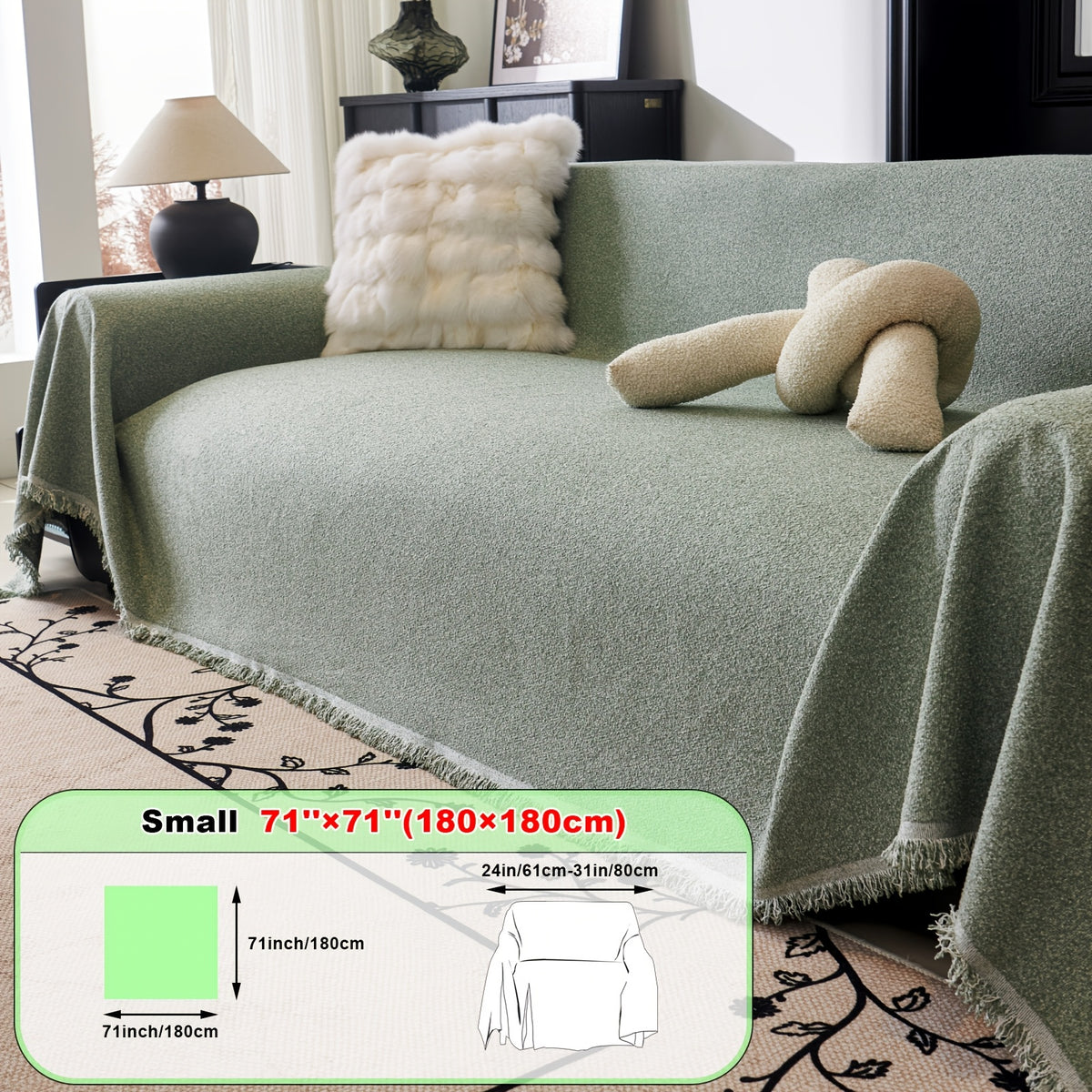 Plaid en teddy moelleux multicolore – Vert