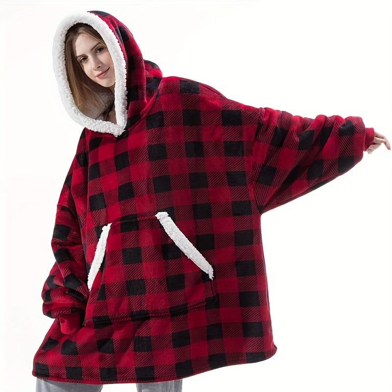 Plaid sweat à capuche rouge à carreaux