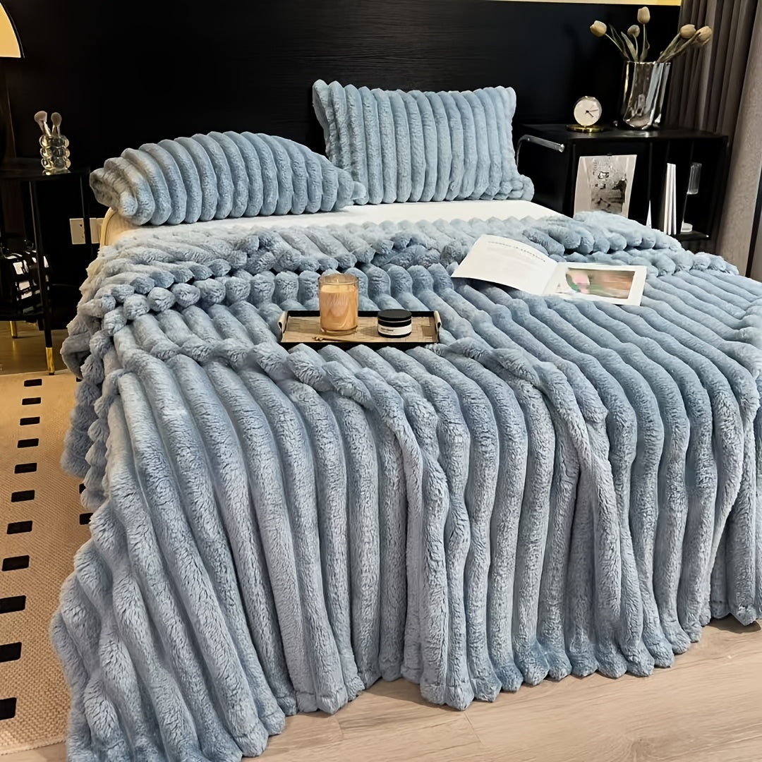 Plaid fausse fourrure peluche – Bleu