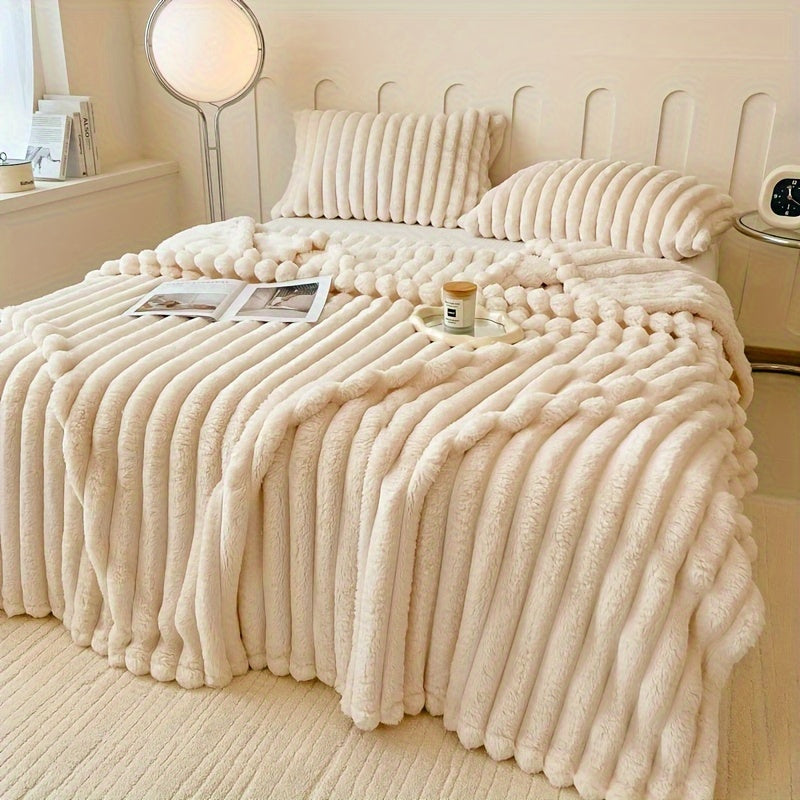 Plaid fausse fourrure peluche – Blanc