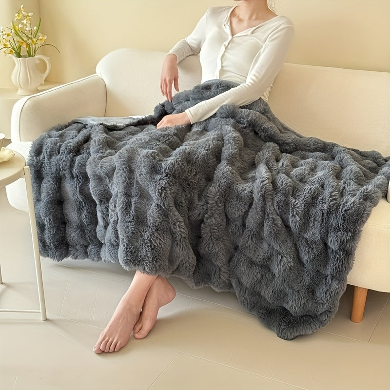 Plaid fausse fourrure double épaisseur – Gris
