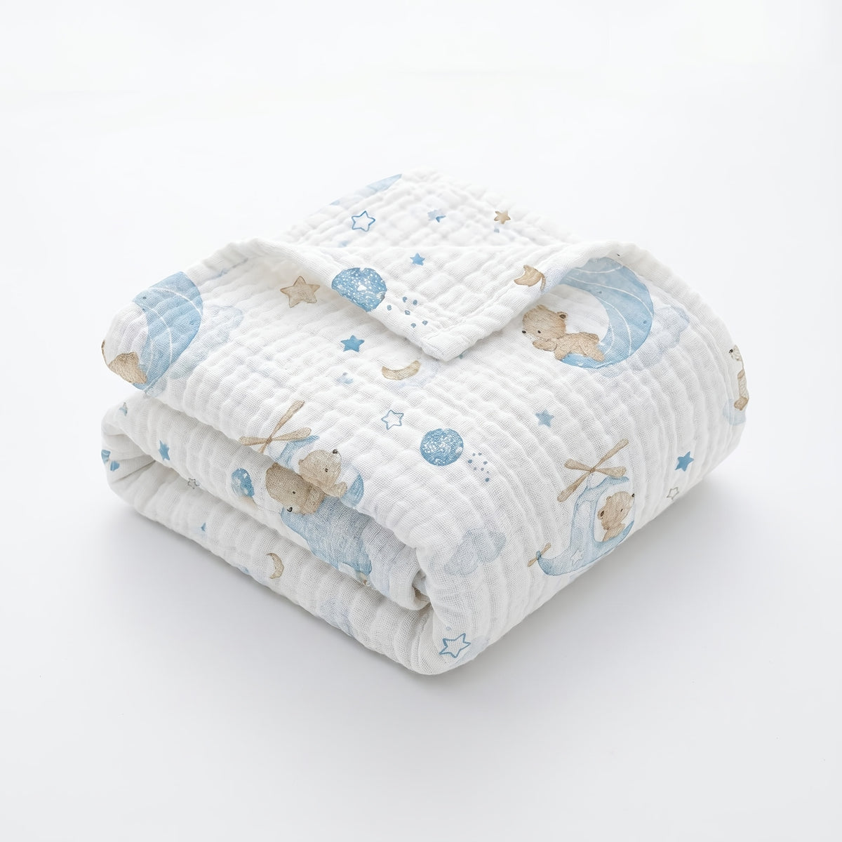 Couverture bébé en mousseline épaisse – Avion blue bear