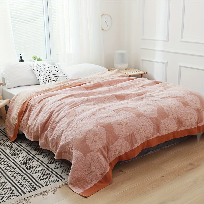 Plaid jacquard fleuri extra-large – coloris rose