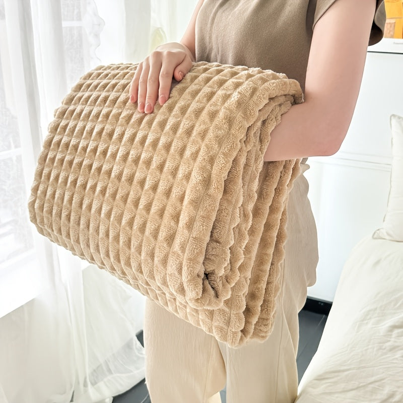 Plaid en flanelle matelassée – Camel
