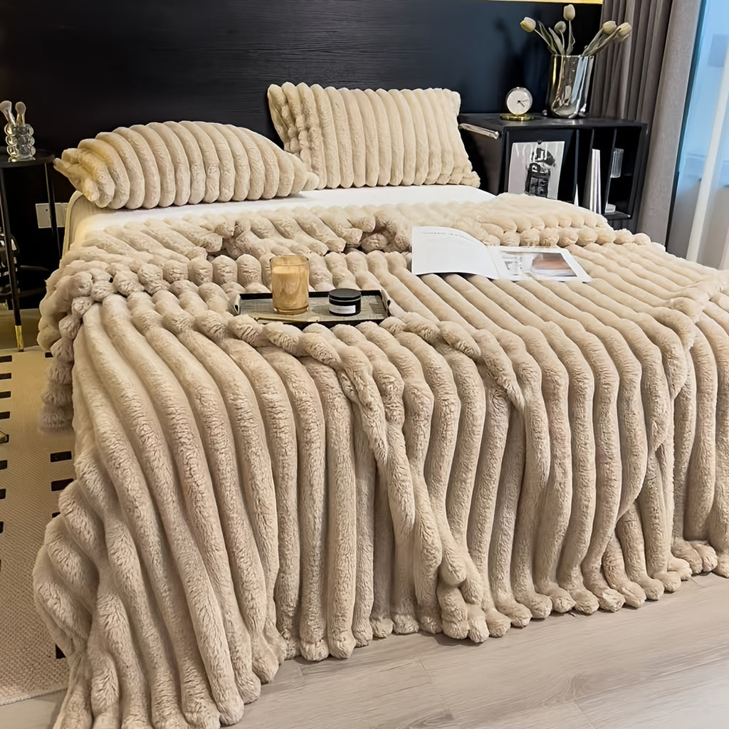 Plaid fausse fourrure peluche – Beige