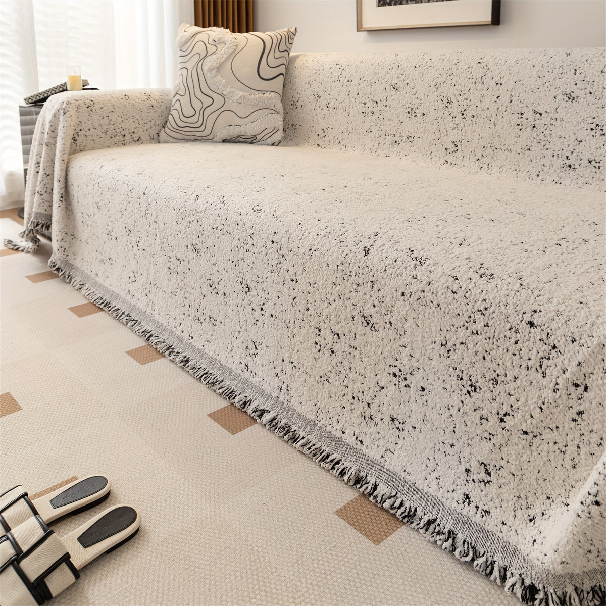 Plaid chenille chiné épais – coloris noir