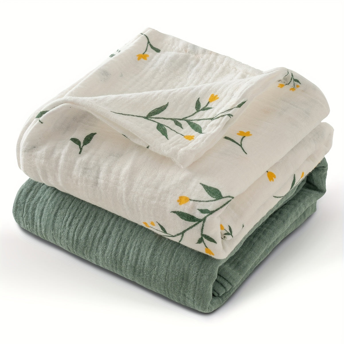 Lot de 2 langes en mousseline – Feuilles vertes Image