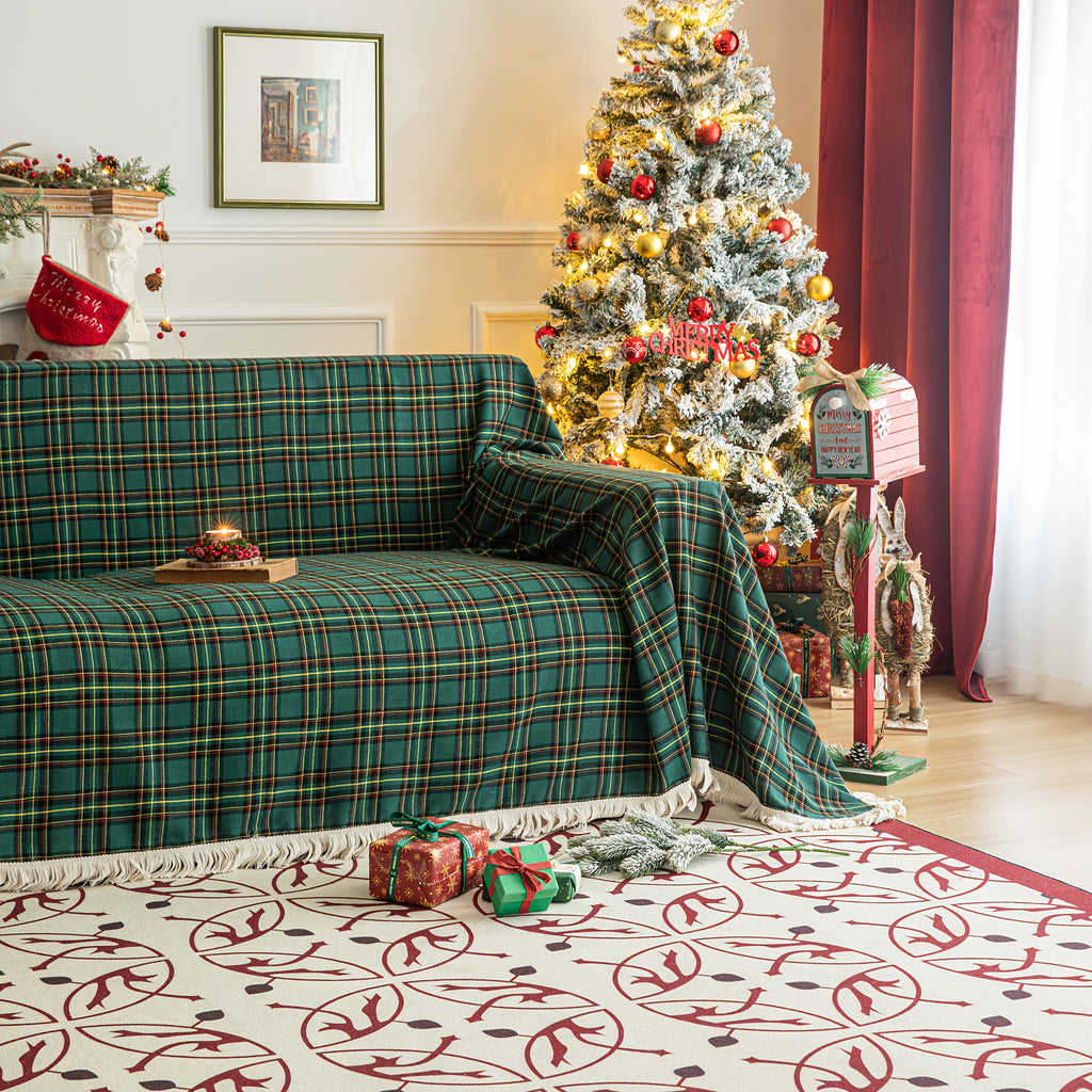 Plaid tartan de Noël multicolore – vert et jaune