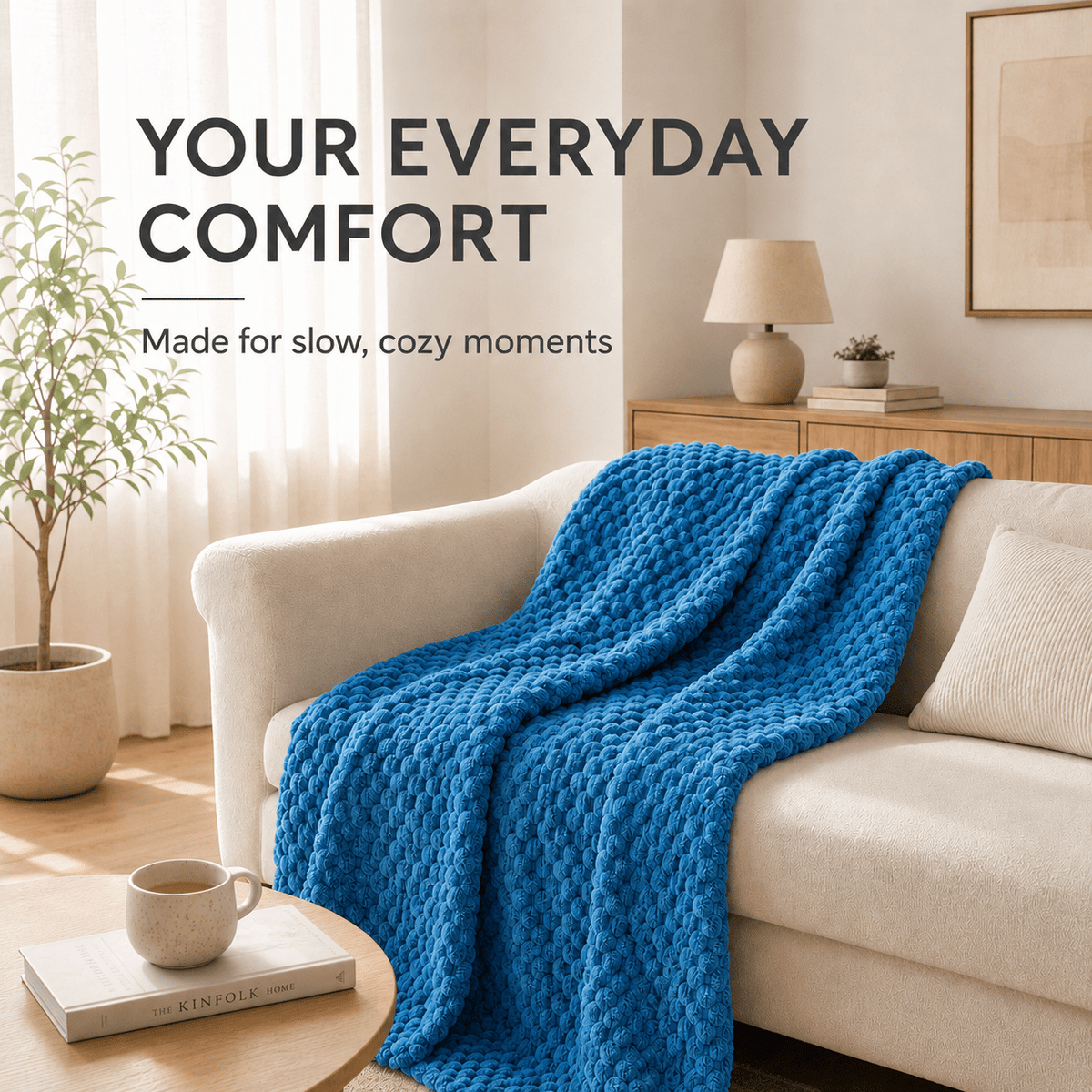 Plaid en peluche multi-usage – Bleu
