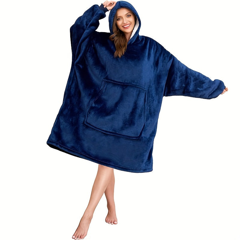 Plaid sweat à capuche oversize bleu