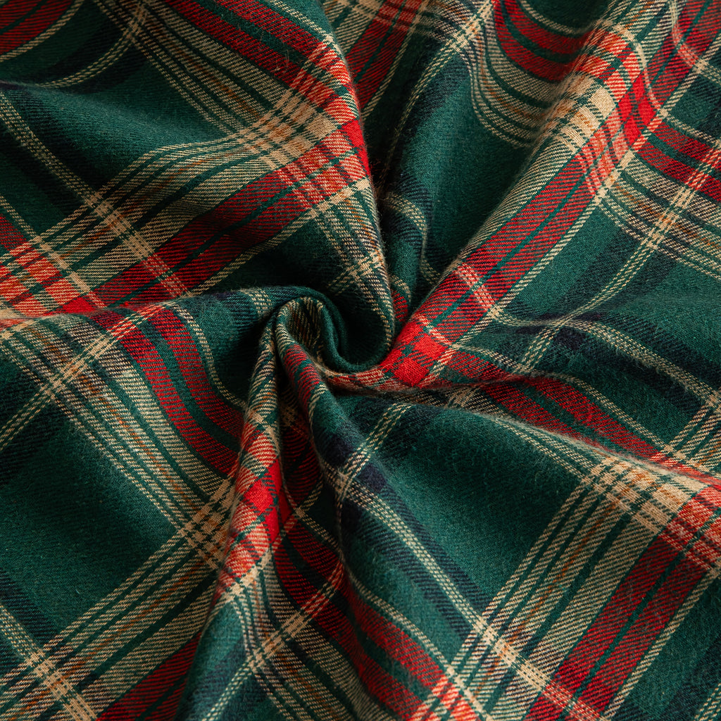 Plaid tartan vert et rouge de Noël à franges