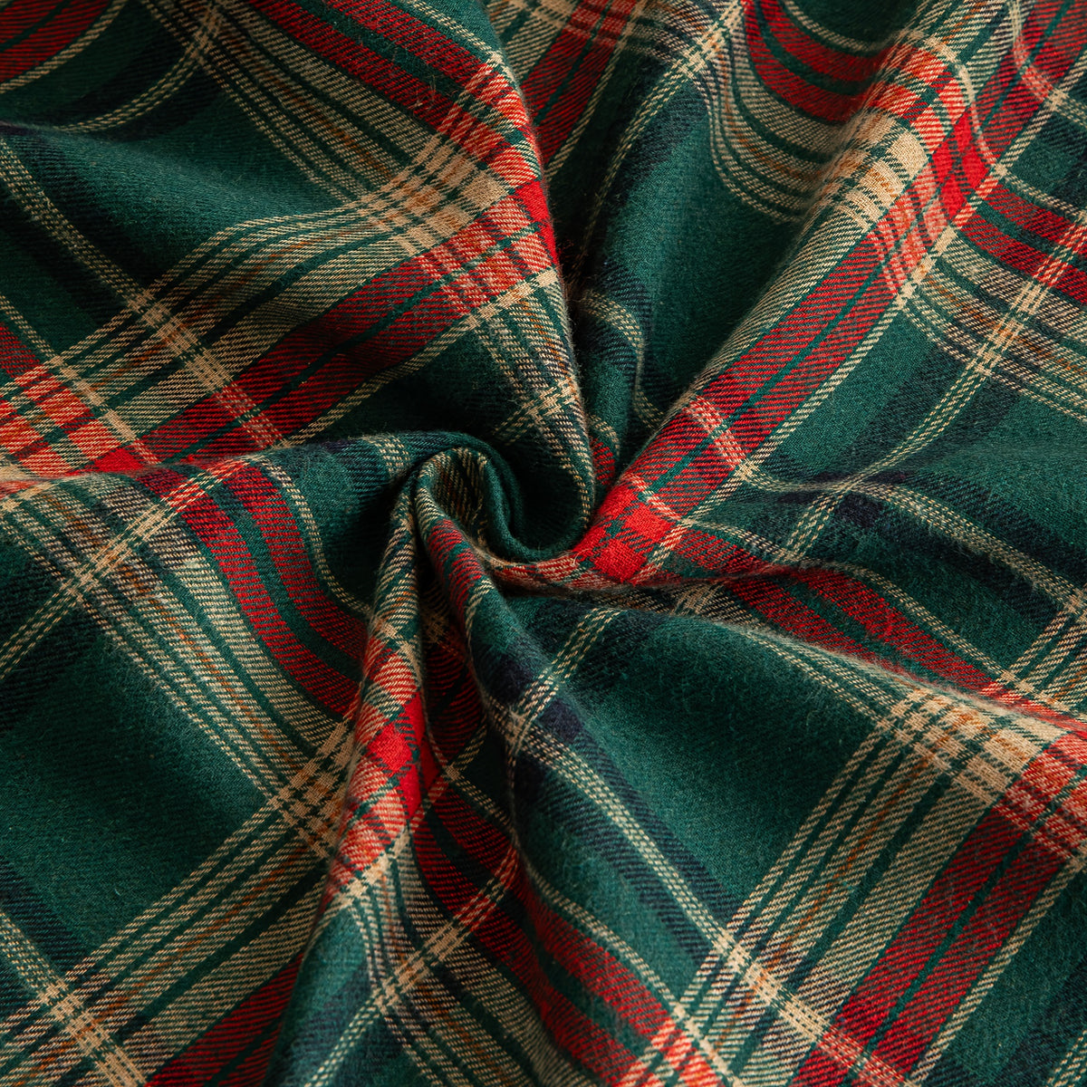 Plaid tartan vert et rouge de Noël à franges