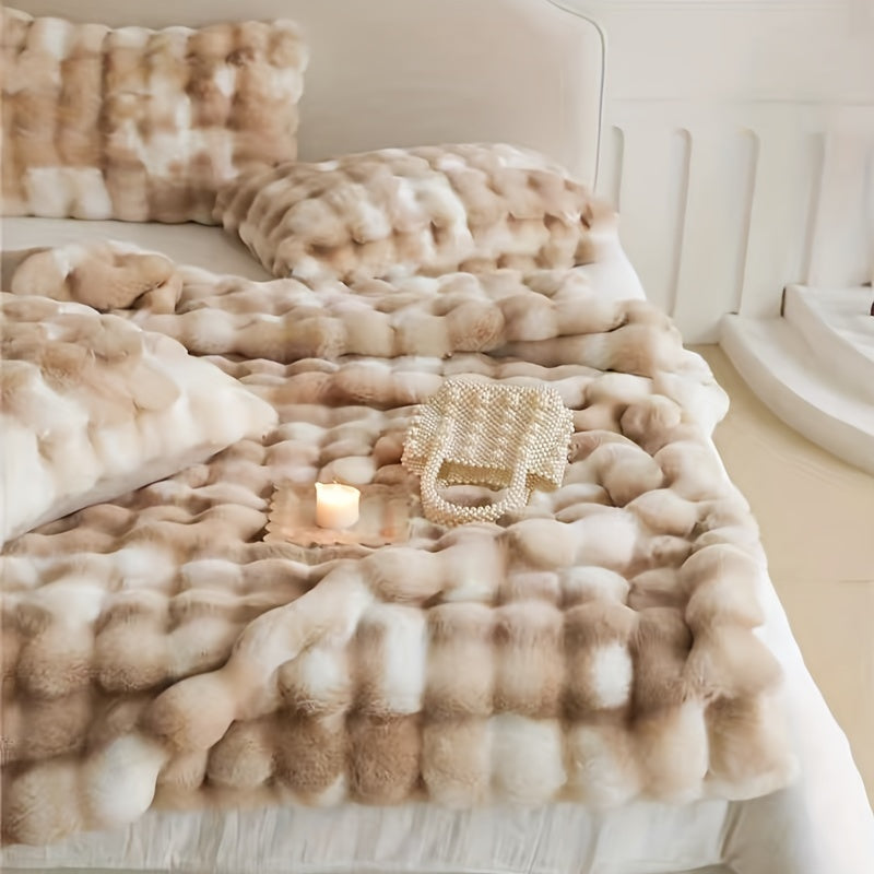 Plaid en fausse fourrure vintage – Marron