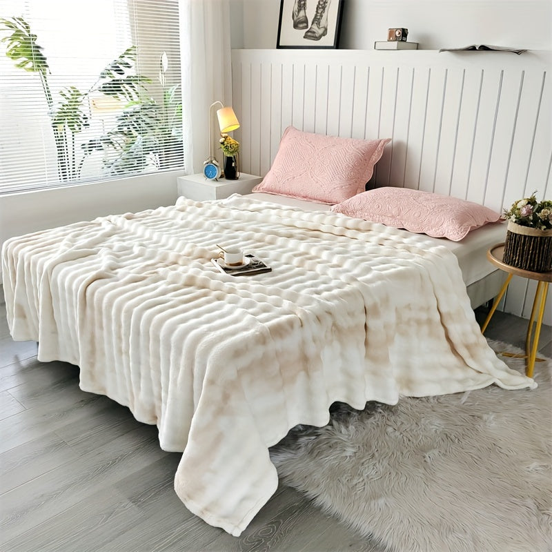 Plaid peluche imprimé tie-dye blanc