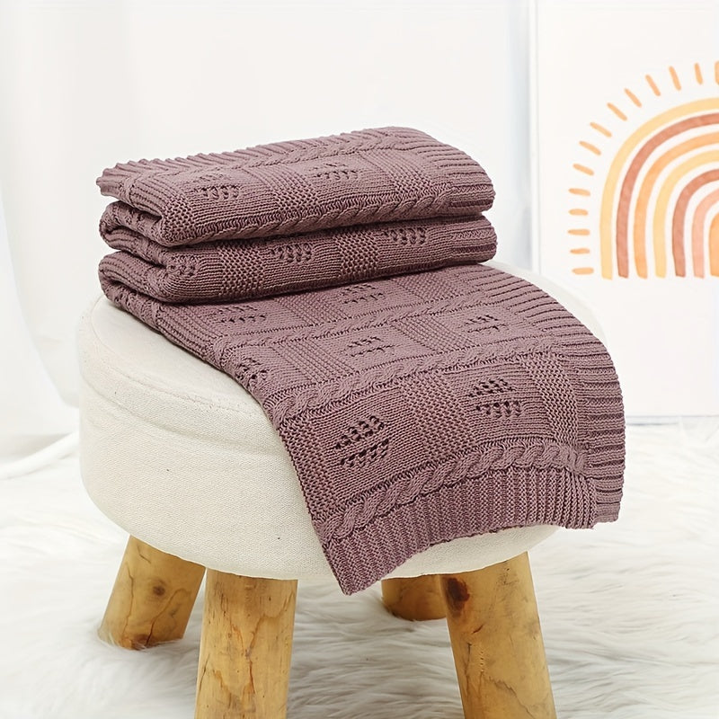 Couverture bébé en tricot torsadé – Marron Image
