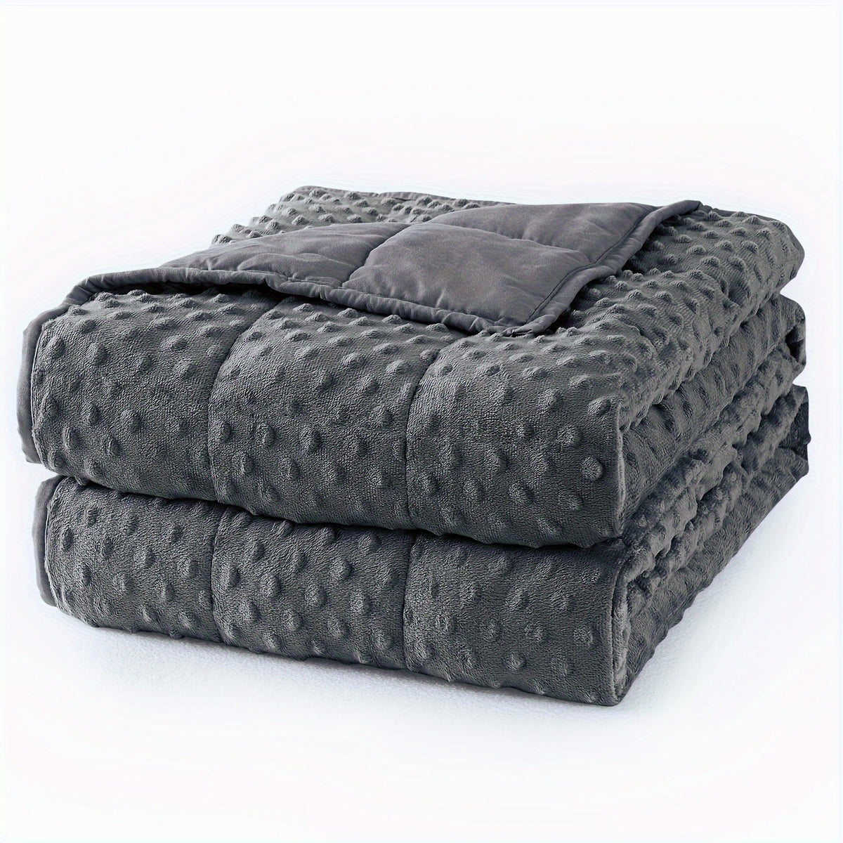 Couverture lestée grise texture gaufrée – pliée, face réversible