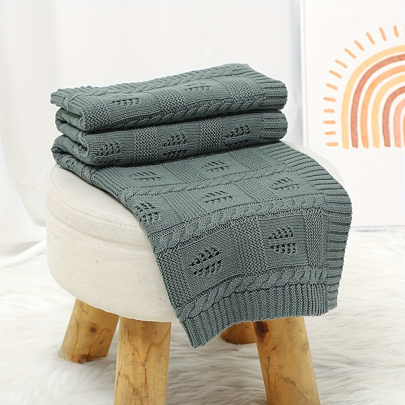 Couverture bébé en tricot torsadé – Vert Image