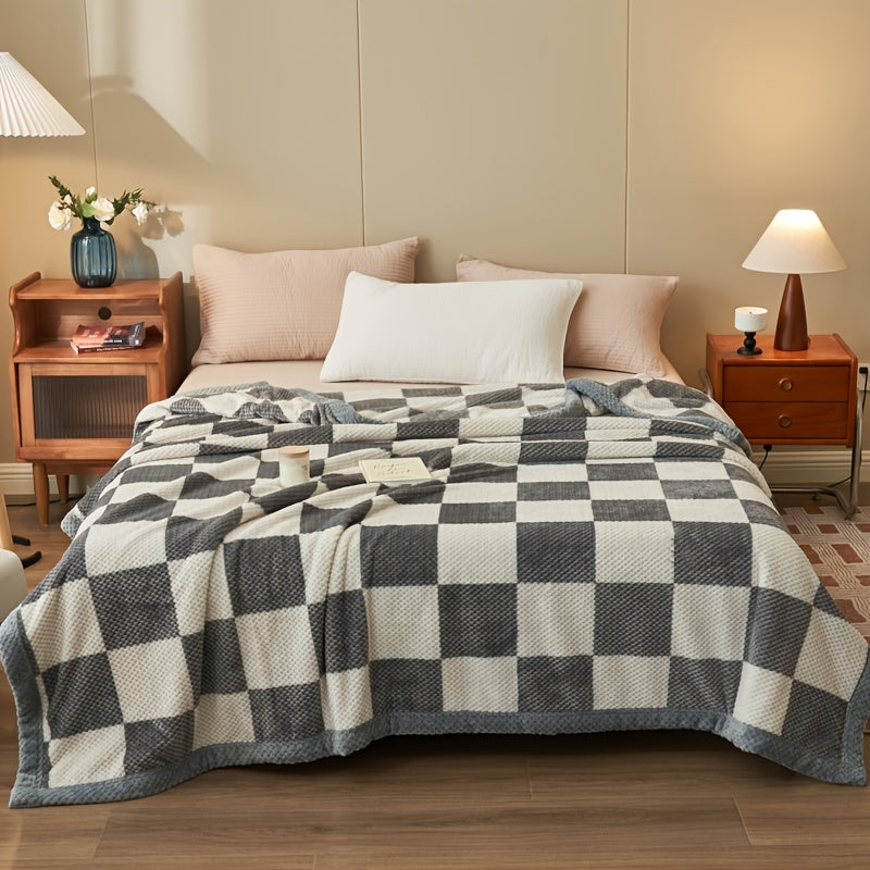 Plaid corail à carreaux – coloris gris