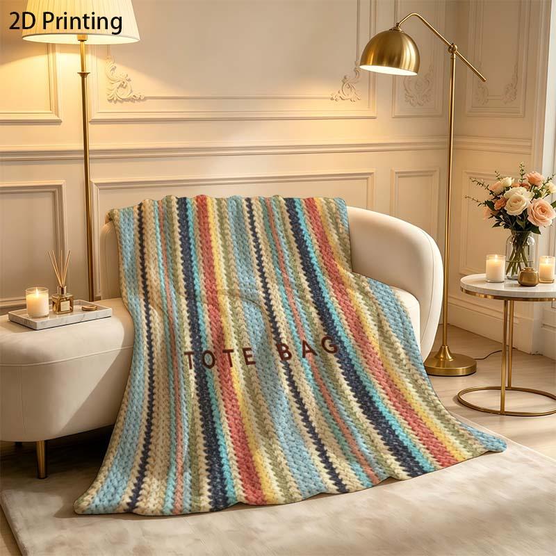 Plaid bohème rayé multicolore sur un fauteuil Image