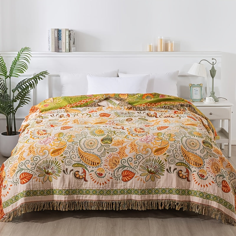 Plaid jacquard paisley bohème – coloris crème