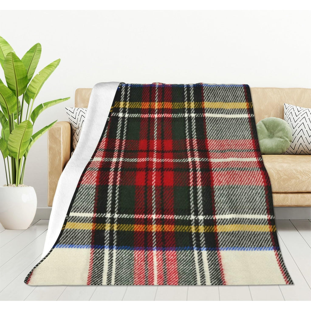 Plaid tartan écossais rouge et blanc déployé