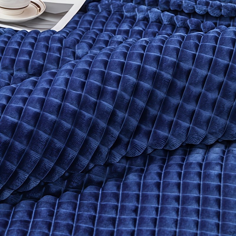 Plaid chenille matelassé – coloris bleu