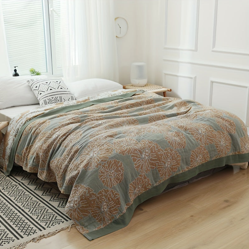 Plaid jacquard fleuri extra-large – coloris vert