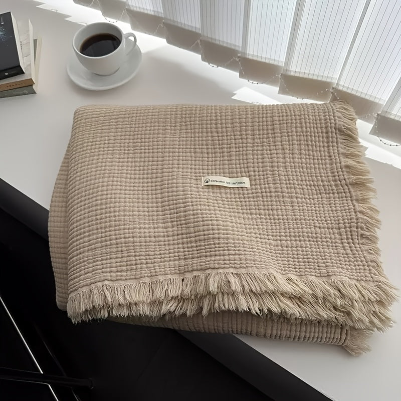 Plaid en gaze de coton uni